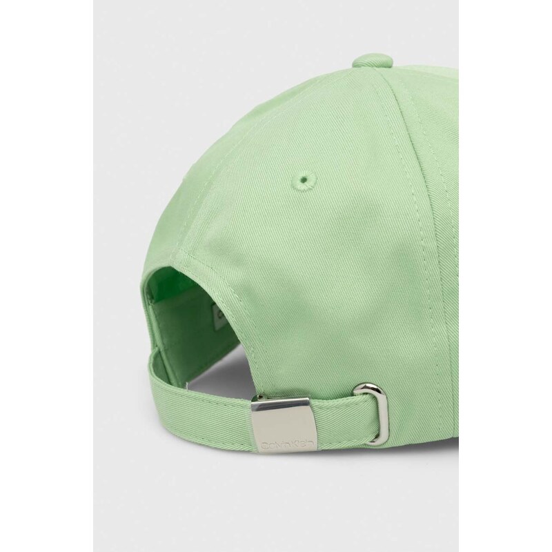 Bavlněná baseballová čepice Calvin Klein zelená barva, s aplikací