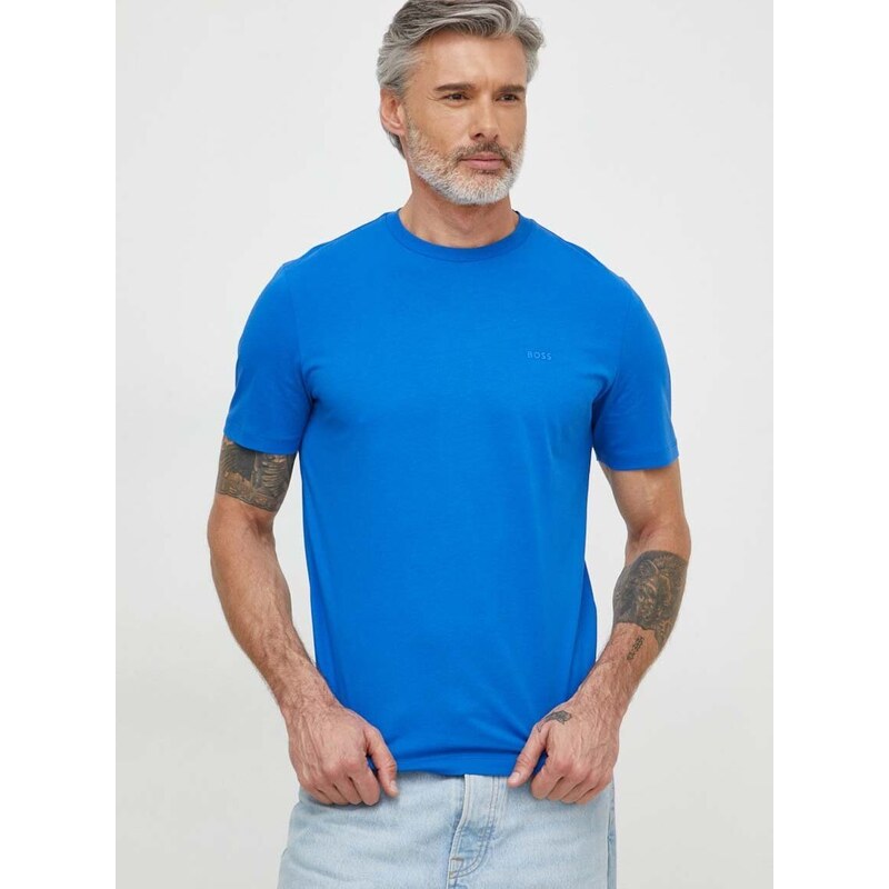 Bavlněné tričko BOSS tyrkysová barva