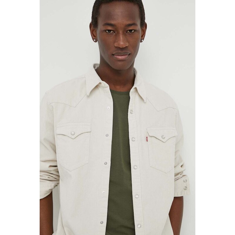 Bavlněná košile Levi's šedá barva, regular, s klasickým límcem