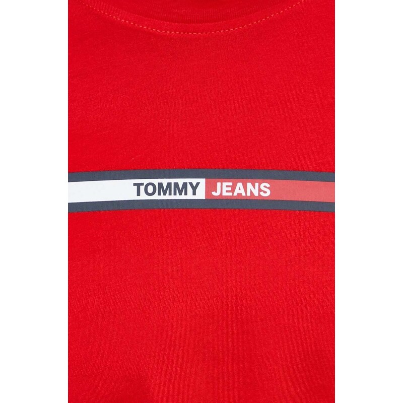 Bavlněné tričko Tommy Jeans červená barva, s potiskem