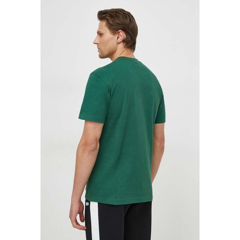 Bavlněné tričko Lacoste zelená barva, s potiskem