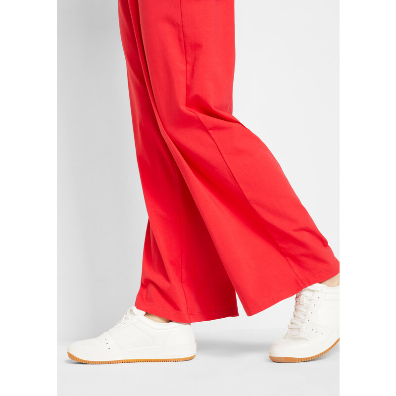 bonprix Sportovní bavlněné kalhoty, široké Červená