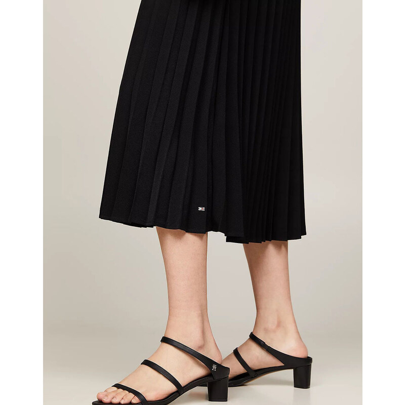 TOMMY HILFIGER FLUID TWILL PLEATED MIDI SKIRT