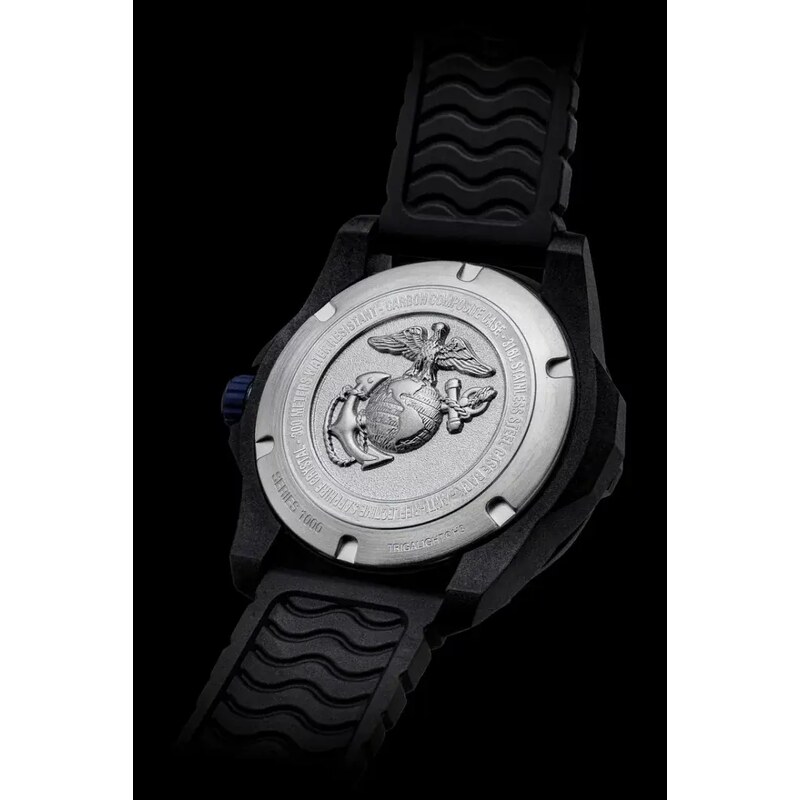 Protek Watches Černé pánské hodinky ProTek s gumovým páskem Official USMC Series 1015G 42MM