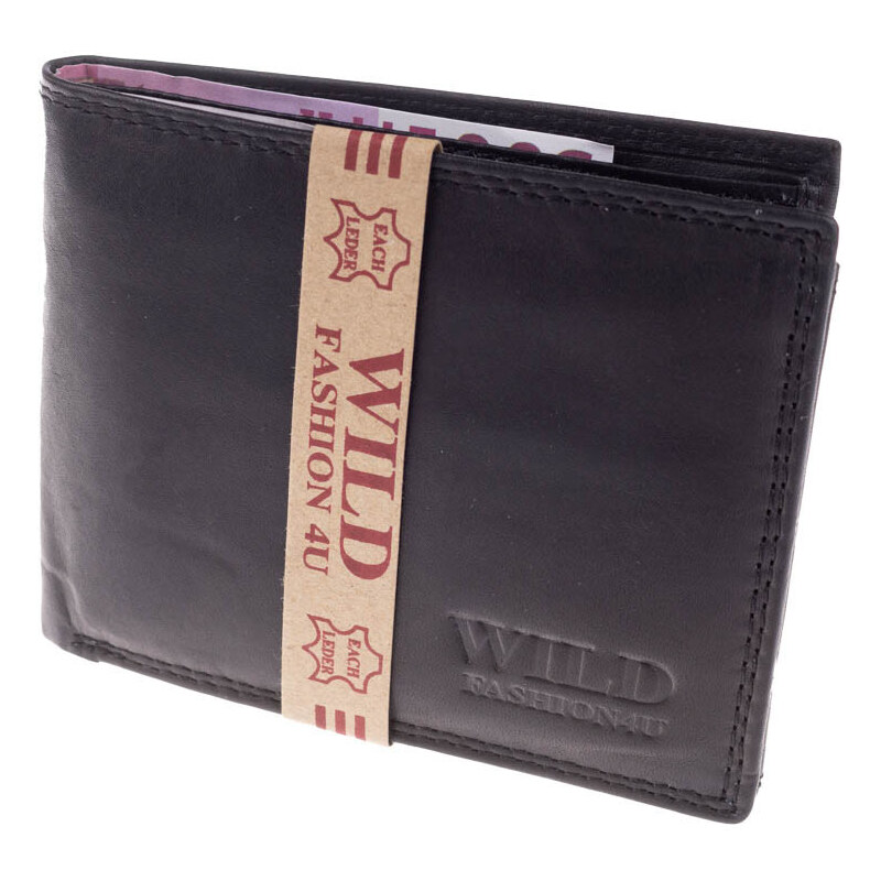 Pánská kožená peněženka - WILD Černá