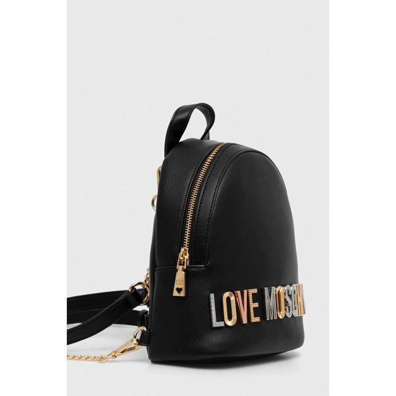 Batoh Love Moschino dámský, černá barva, malý, s aplikací