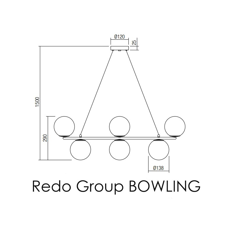 Světla a lustry REDO GROUP Černý lustr na lanku Redo 01-3160 BOWLING / 8 x E14