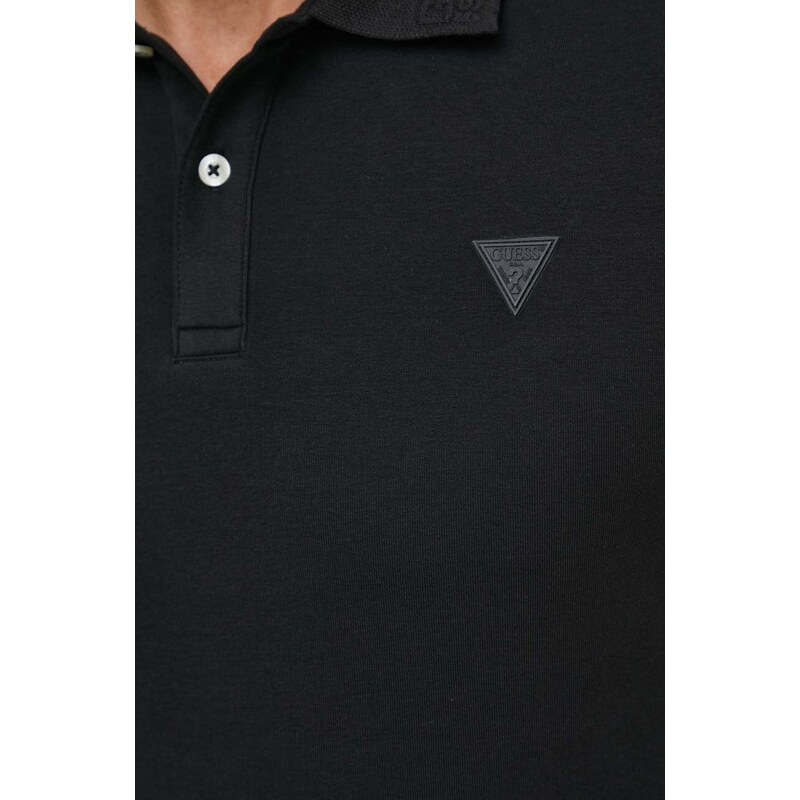 Polo tričko Guess NOLAN černá barva, M4GP66 KC701