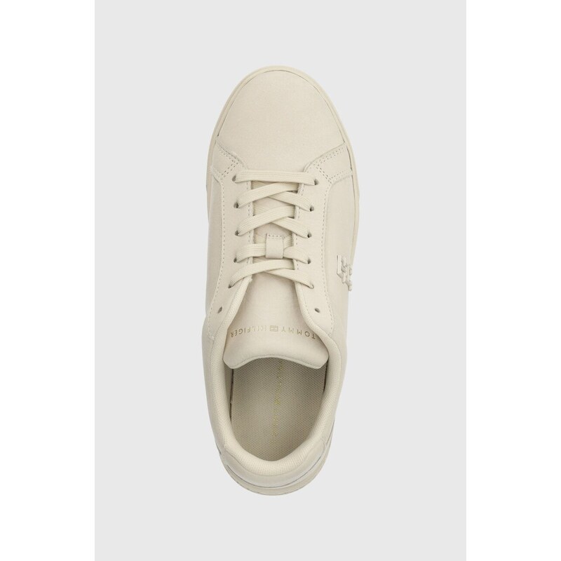 Kožené sneakers boty Tommy Hilfiger PLATFORM COURT SNEAKER NUBUCK béžová barva, FW0FW07912