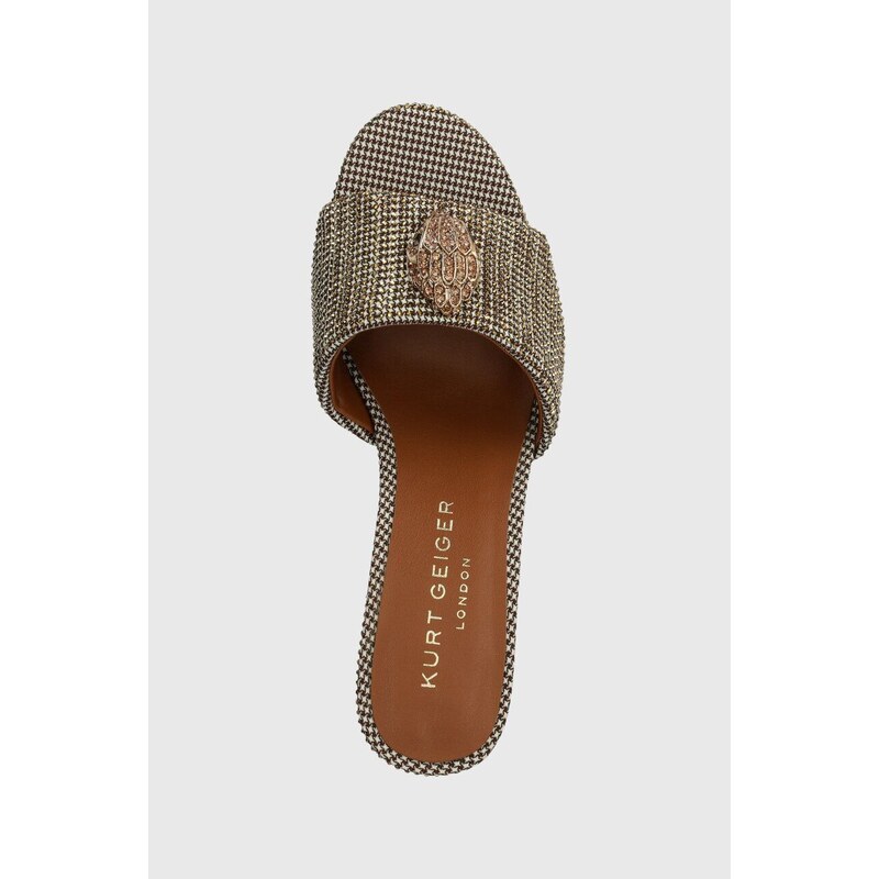 Pantofle Kurt Geiger London Kensington Block Mule dámské, zlatá barva, na podpatku, 9787540609