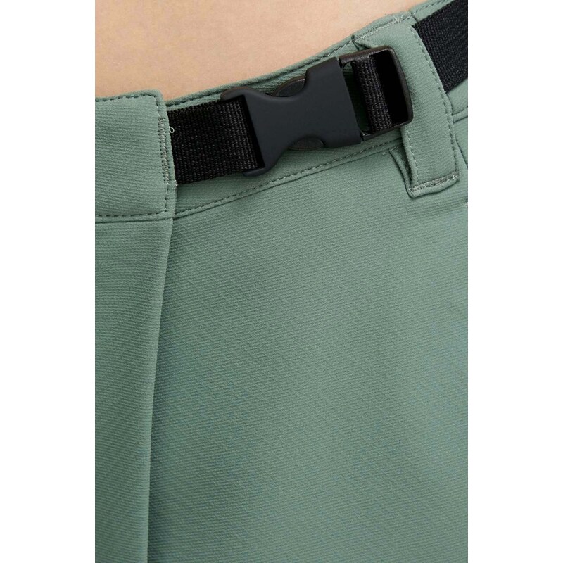 Sportovní šortky Jack Wolfskin Wandermood dámské, zelená barva, hladké, high waist, 1507113