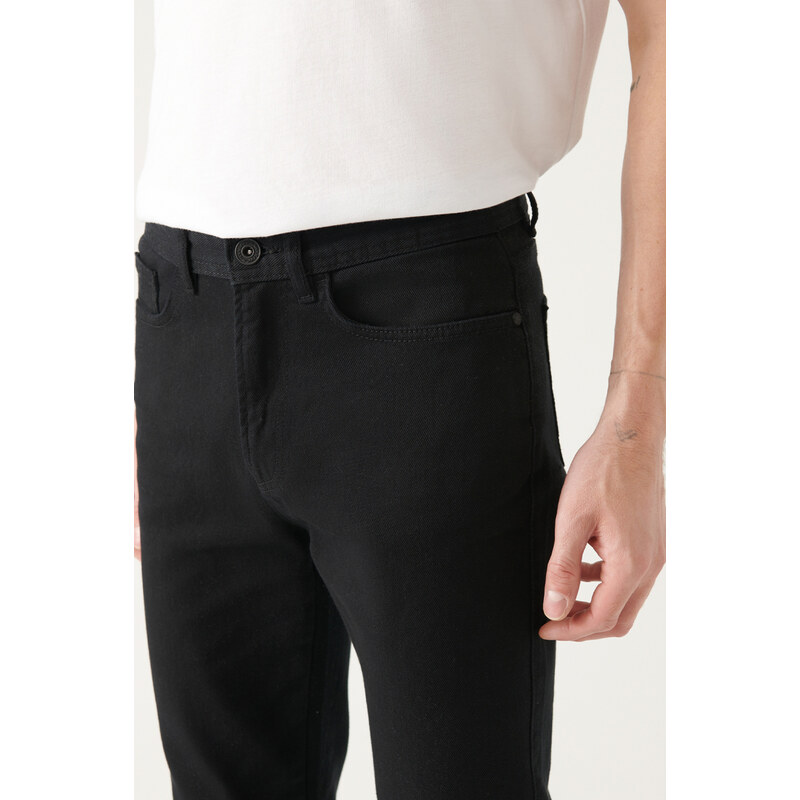 Avva Men's Black 5 Pocket Cotton Slim Fit Slim Fit Trousers