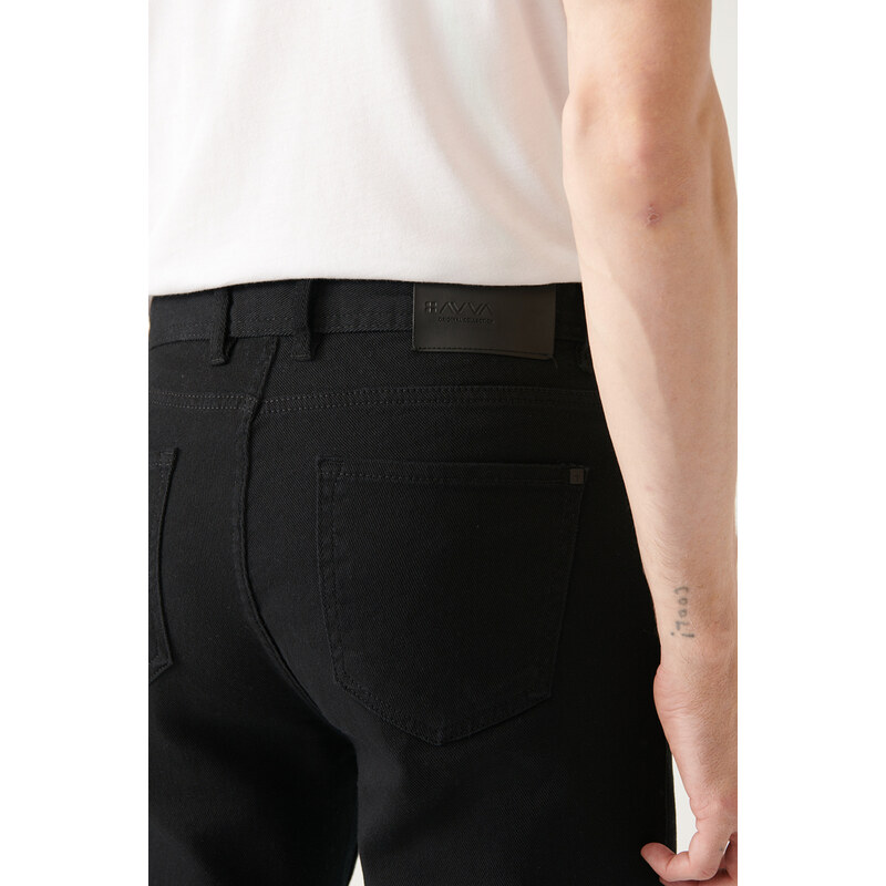 Avva Men's Black 5 Pocket Cotton Slim Fit Slim Fit Trousers