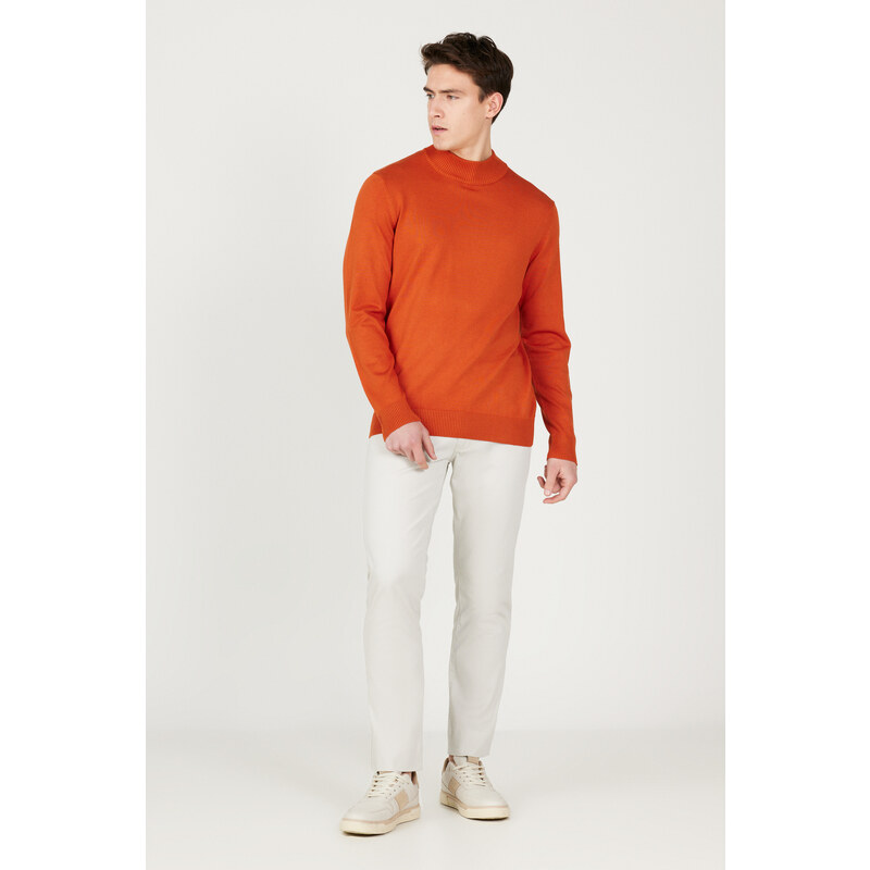 ALTINYILDIZ CLASSICS Men's Tile Standard Fit Normal Cut Half Turtleneck Knitwear Sweater.