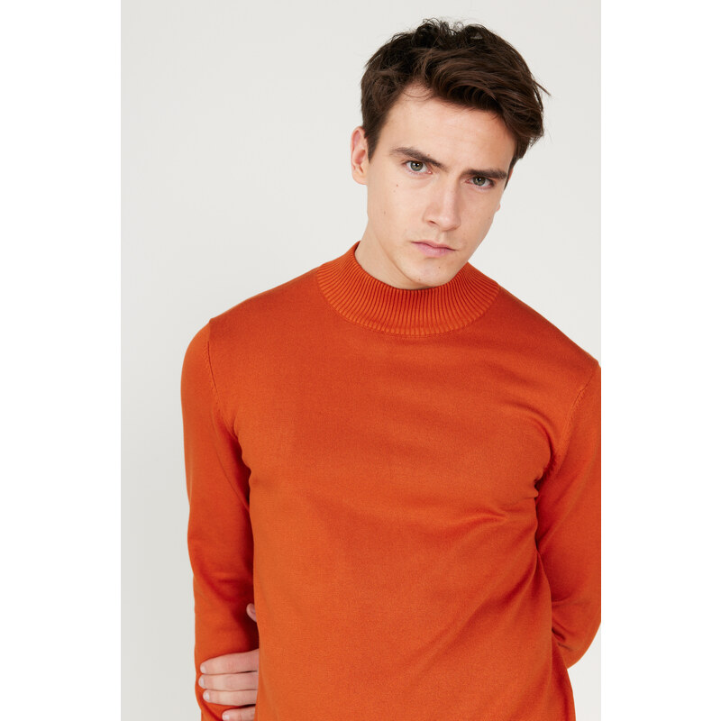 ALTINYILDIZ CLASSICS Men's Tile Standard Fit Normal Cut Half Turtleneck Knitwear Sweater.