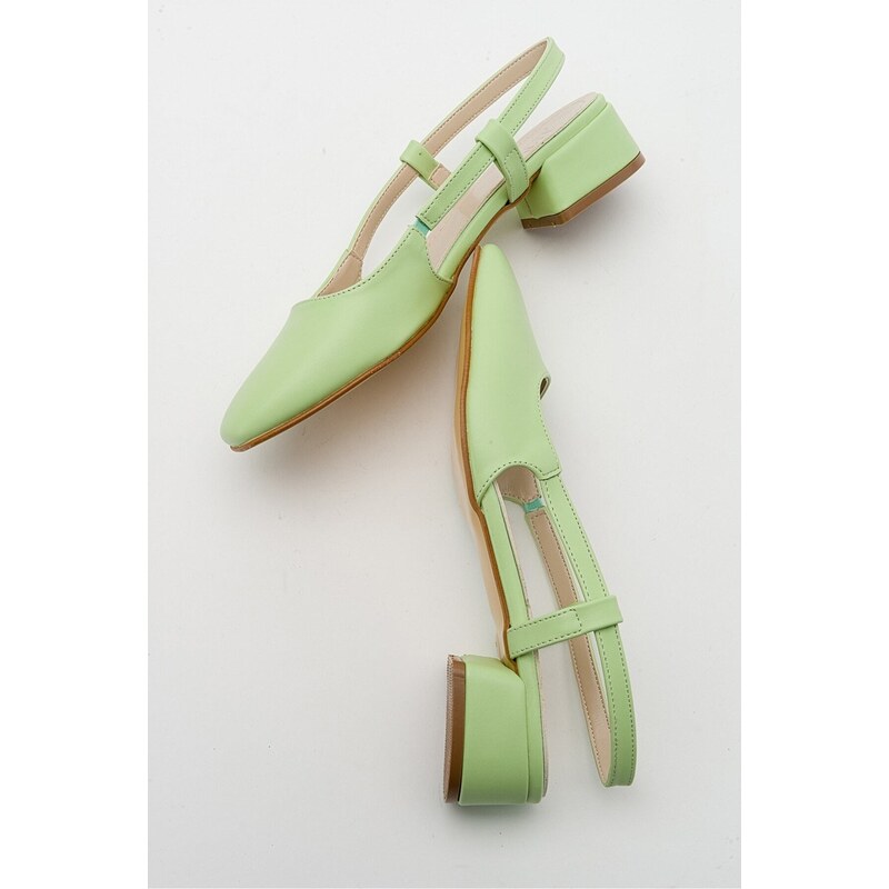 LuviShoes 66 Women's Pistachio Skin Heeled Sandals