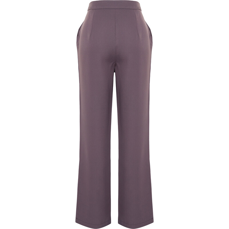 Trendyol Gray Straight/Straight Fit Woven Waist Detail Trousers
