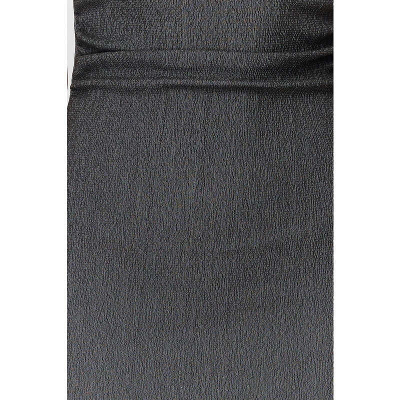 Trendyol Anthracite Strapless Gathered Midi Flexible Knitted Midi Dress