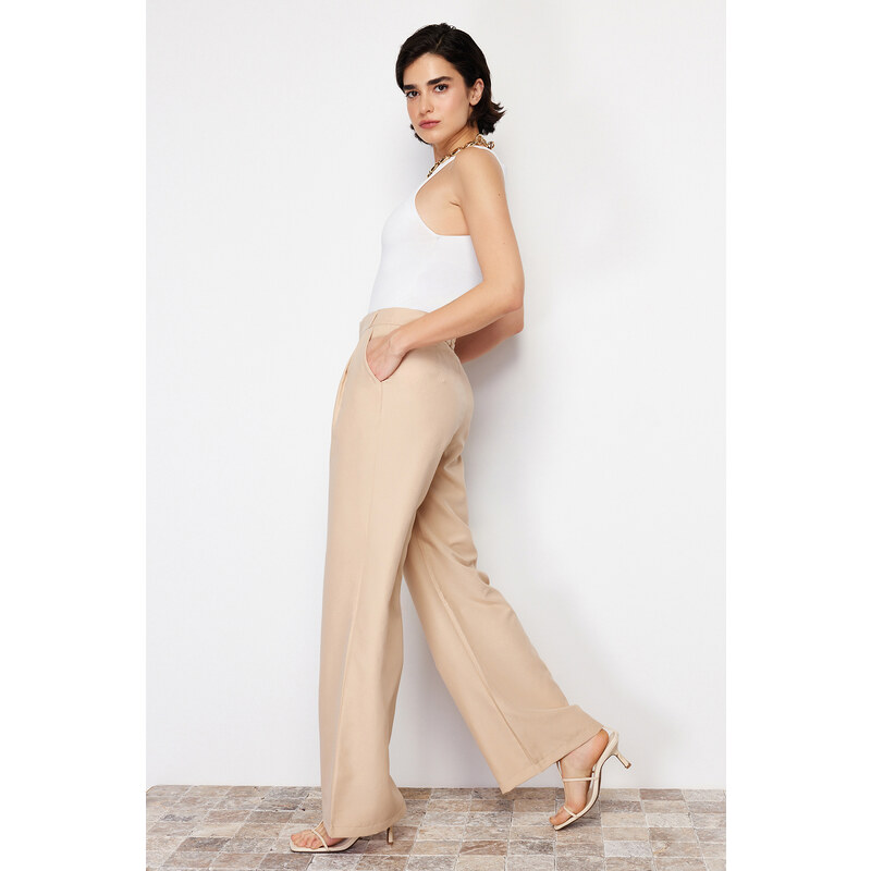 Trendyol Beige Wide Leg Woven Trousers