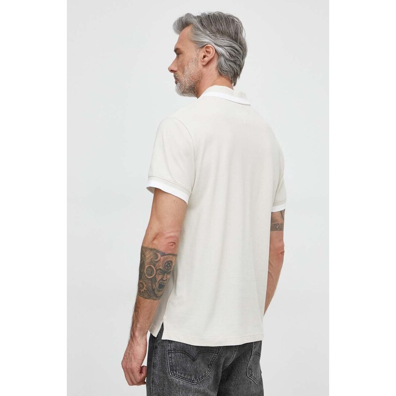 Bavlněné polo tričko Tommy Jeans béžová barva, s aplikací