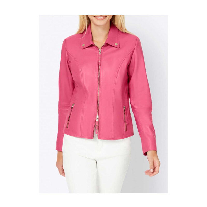 Růžová kožená bunda, Linea Tesini