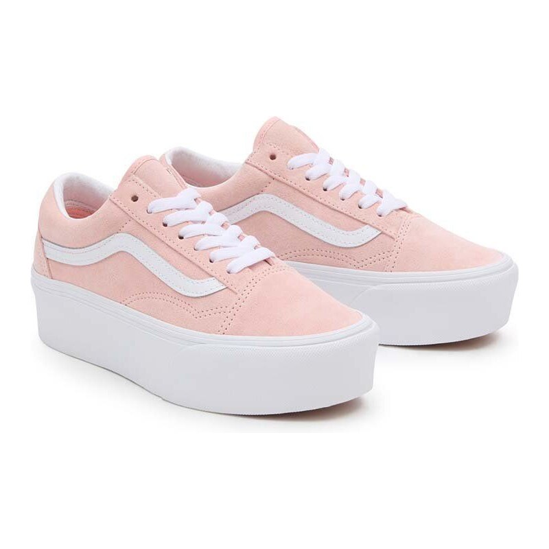 Semišové tenisky Vans Old Skool Stackform růžová barva, VN0009PZCHN1