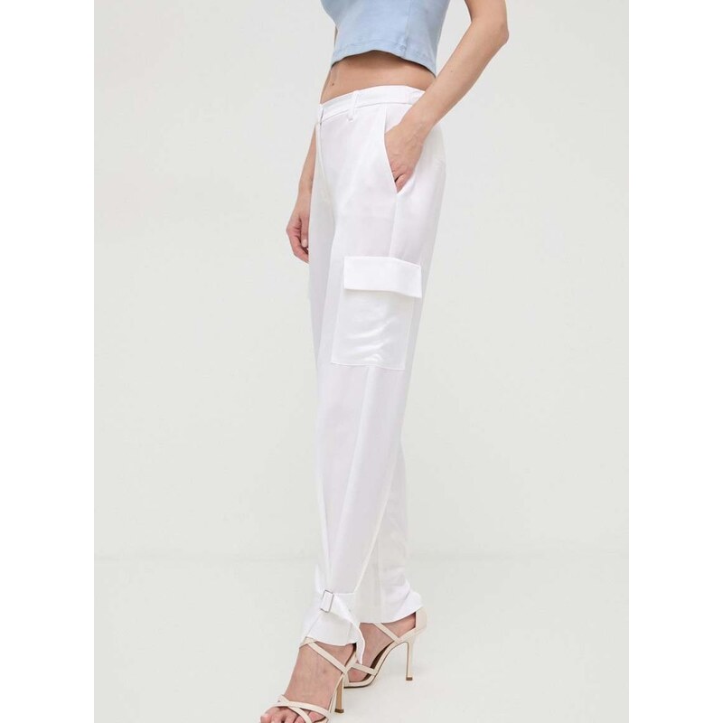 Kalhoty Guess MARZIA dámské, béžová barva, jednoduché, high waist, W4GB50 WG7C0