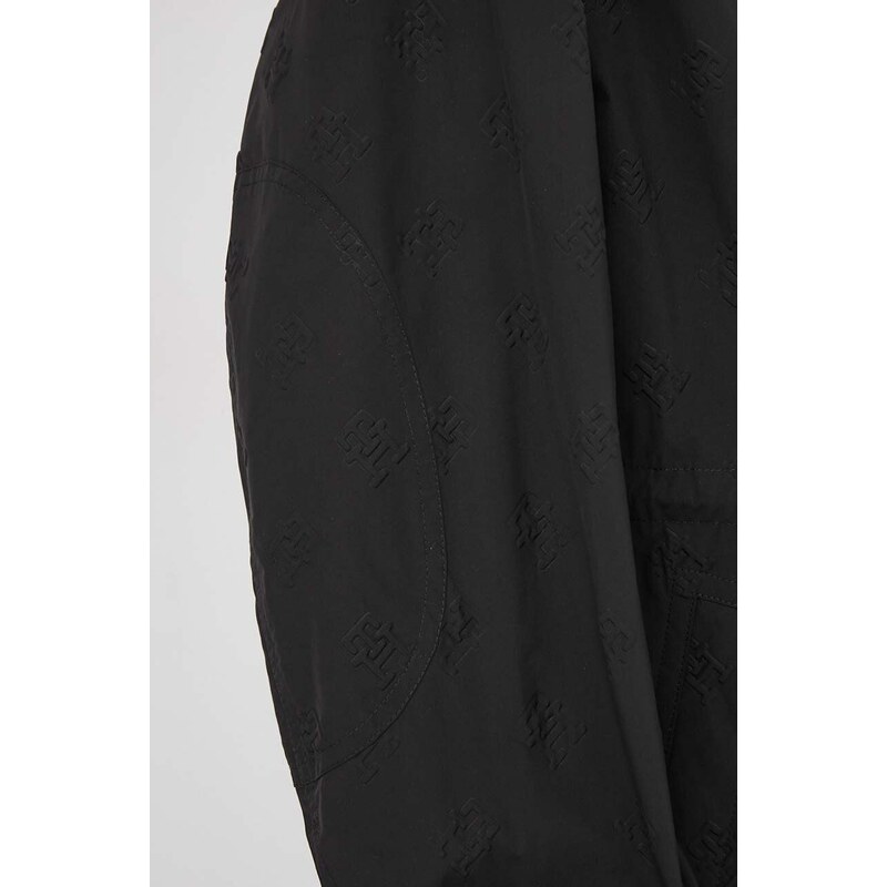 Bunda Tommy Hilfiger dámská, černá barva, přechodná, oversize