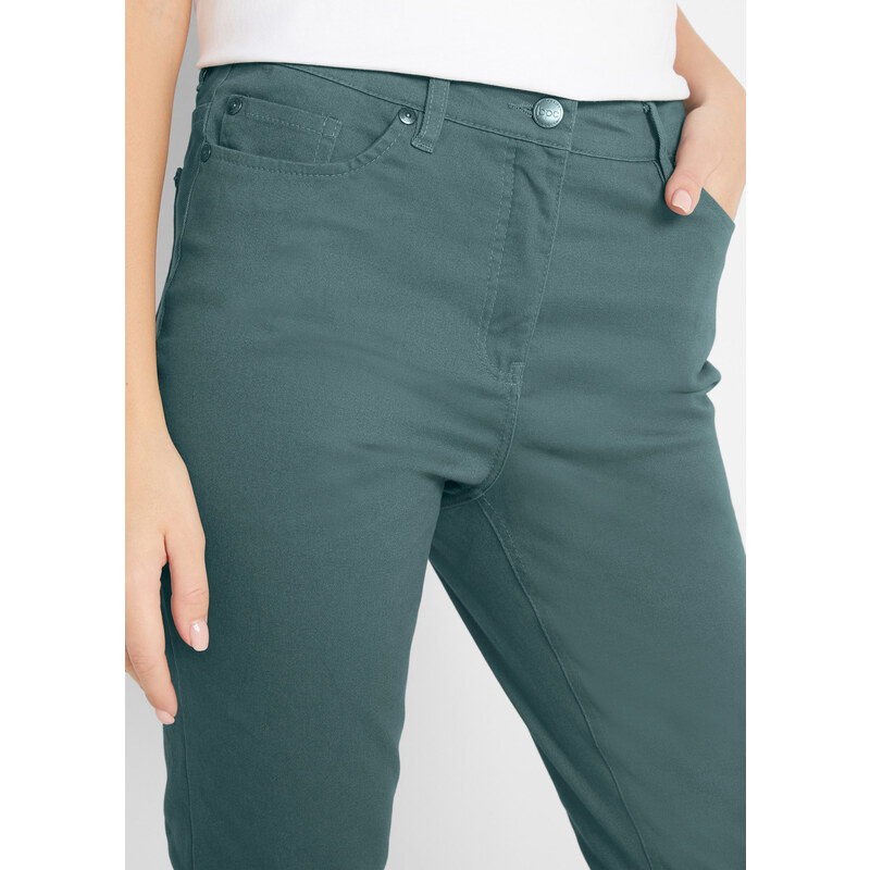 bonprix 7/8 kalhoty s vysokým pasem Zelená