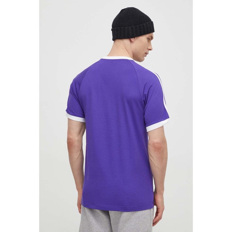 Bavlněné tričko adidas Originals 3-Stripes Tee fialová barva, s aplikací, IM9394