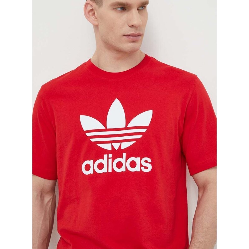 Bavlněné tričko adidas Originals Trefoil červená barva, s potiskem, IR8009