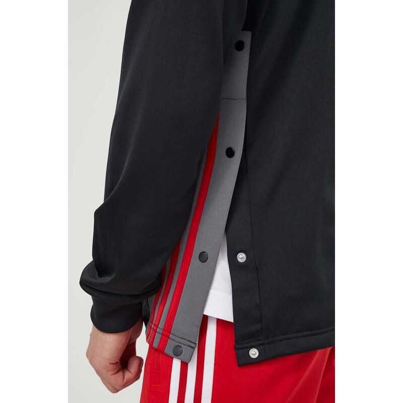 Mikina adidas Originals Adibreak Full-Zip Hoodie pánská, černá barva, s kapucí, vzorovaná, IM8209