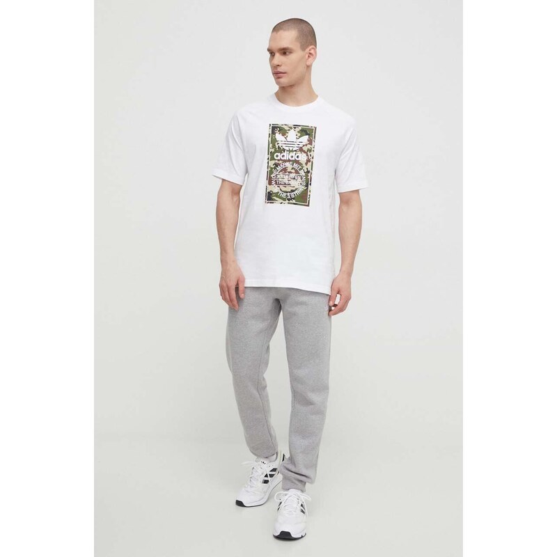 Bavlněné tričko adidas Originals bílá barva, s potiskem, IS0246