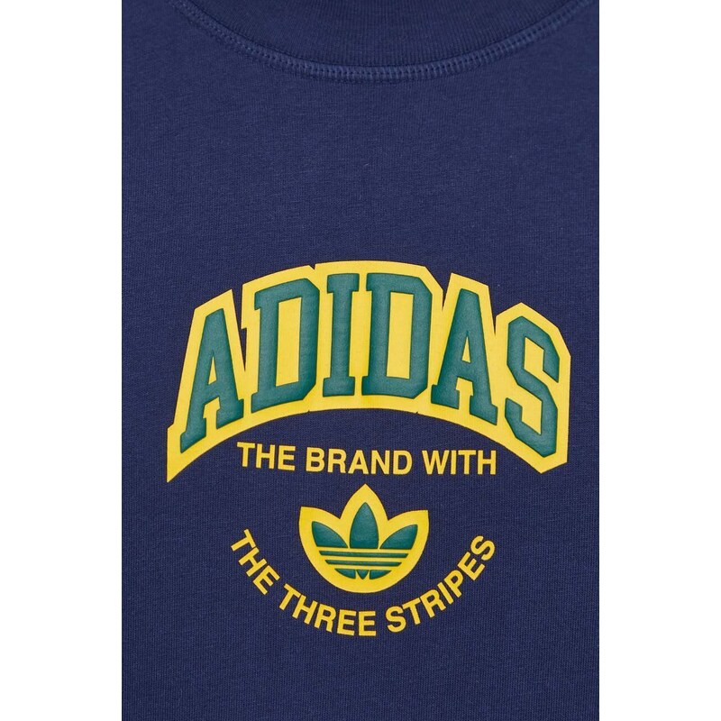 Bavlněné tričko adidas Originals tmavomodrá barva, s potiskem, IS0184