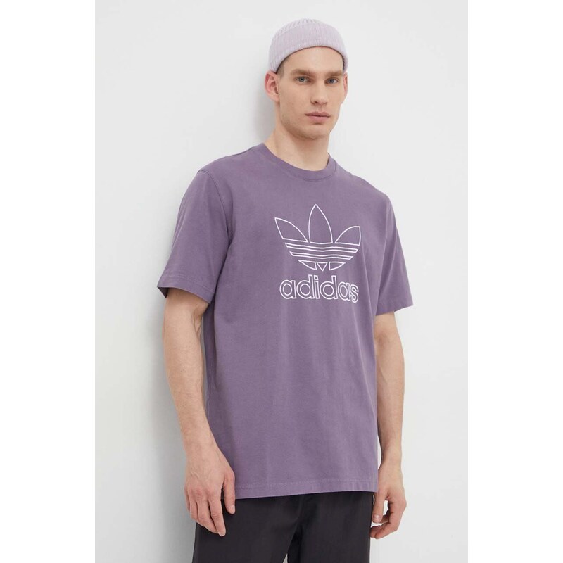 Bavlněné tričko adidas Originals Trefoil Tee fialová barva, s aplikací, IR7992