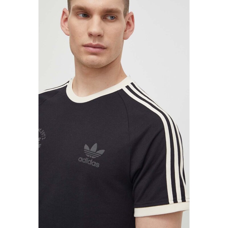 Bavlněné tričko adidas Originals černá barva, s aplikací, IS1413