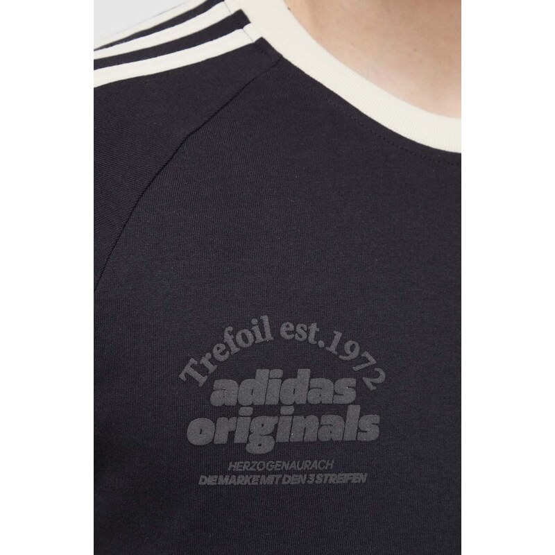 Bavlněné tričko adidas Originals černá barva, s aplikací, IS1413