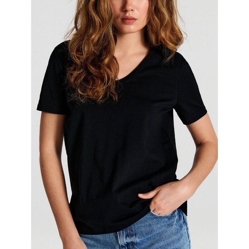 Sinsay - Bavlněné tričko - černá