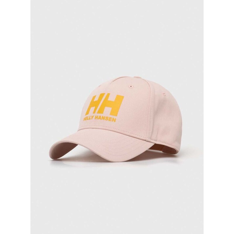 Bavlněná baseballová čepice Helly Hansen růžová barva, s potiskem, 67434
