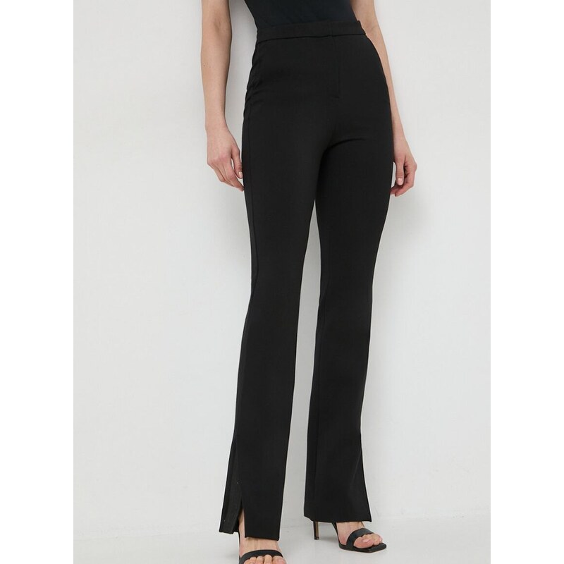 Kalhoty Karl Lagerfeld dámské, černá barva, jednoduché, high waist