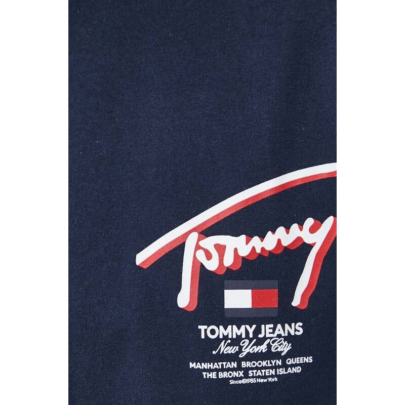 Bavlněné tričko Tommy Jeans tmavomodrá barva, s potiskem