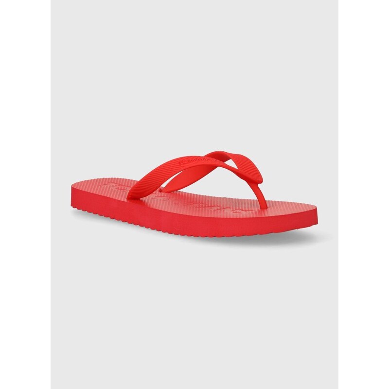 Žabky Tommy Jeans TJM BEACH FLIP FLOP pánské, červená barva, EM0EM01392