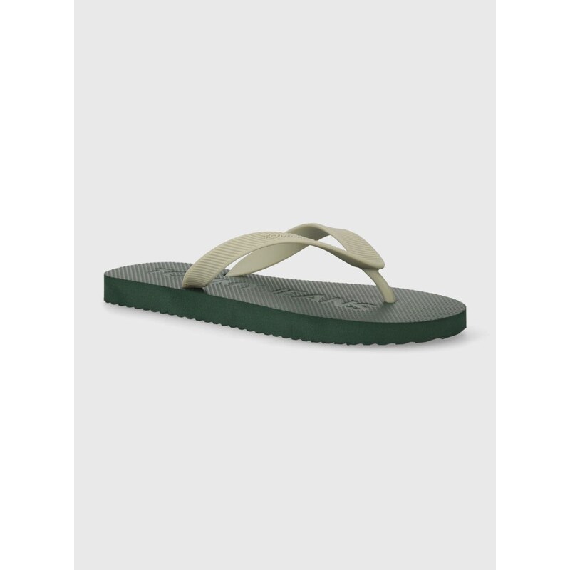 Žabky Tommy Jeans TJM BEACH FLIP FLOP pánské, zelená barva, EM0EM01392