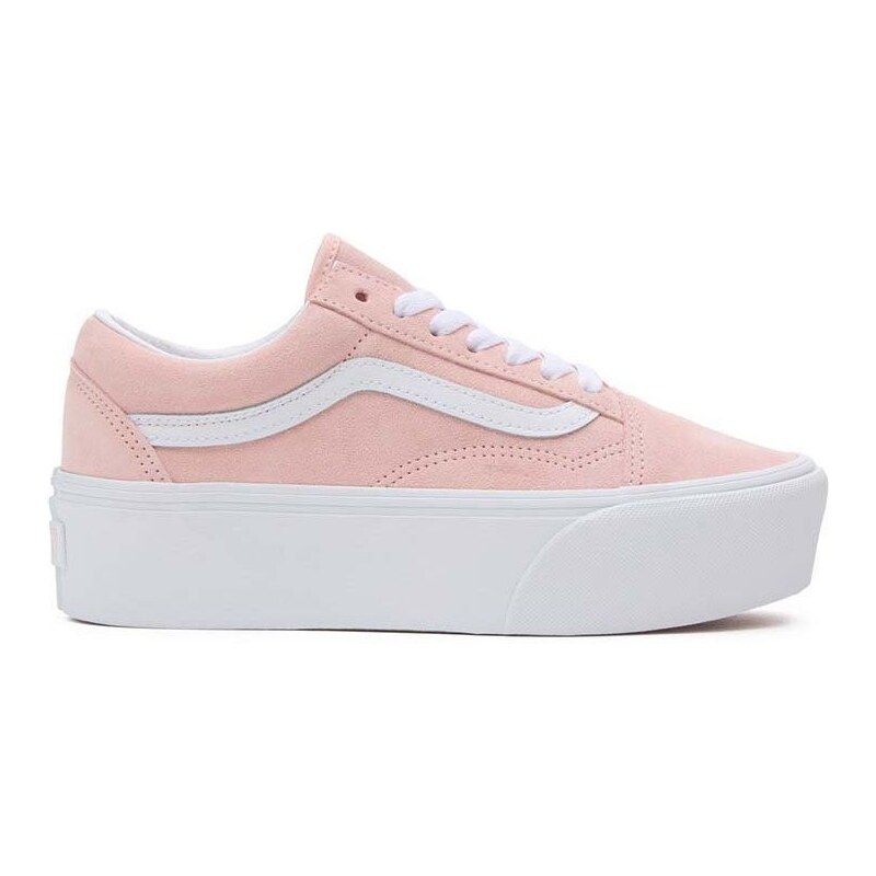 Semišové tenisky Vans Old Skool Stackform růžová barva, VN0009PZCHN1