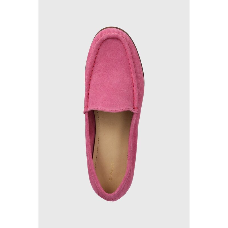 Semišové mokasíny Gant Kellie dámské, růžová barva, na plochém podpatku, 28573566.G597