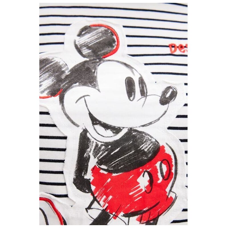 Dámské triko DESIGUAL 24SWTK77 1000 TS_MICKEY PATCH 1000 WHITE