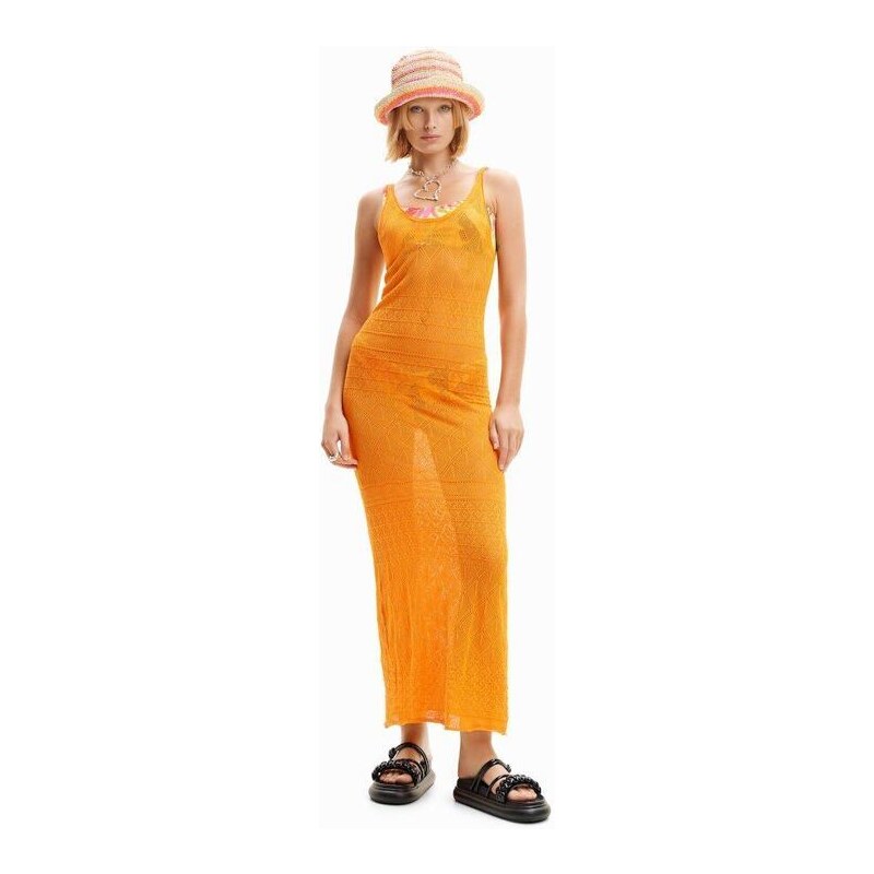 Dámské šaty DESIGUAL 24SWMF02 7002 SWIM_DRESS KENIA 7002 ORANGE