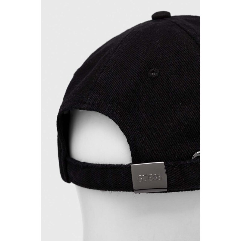 Bavlněná baseballová čepice Guess černá barva, s aplikací, AW9493 COT01