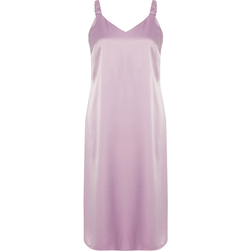 Trendyol Curve Lilac Strappy Satin Woven Dress