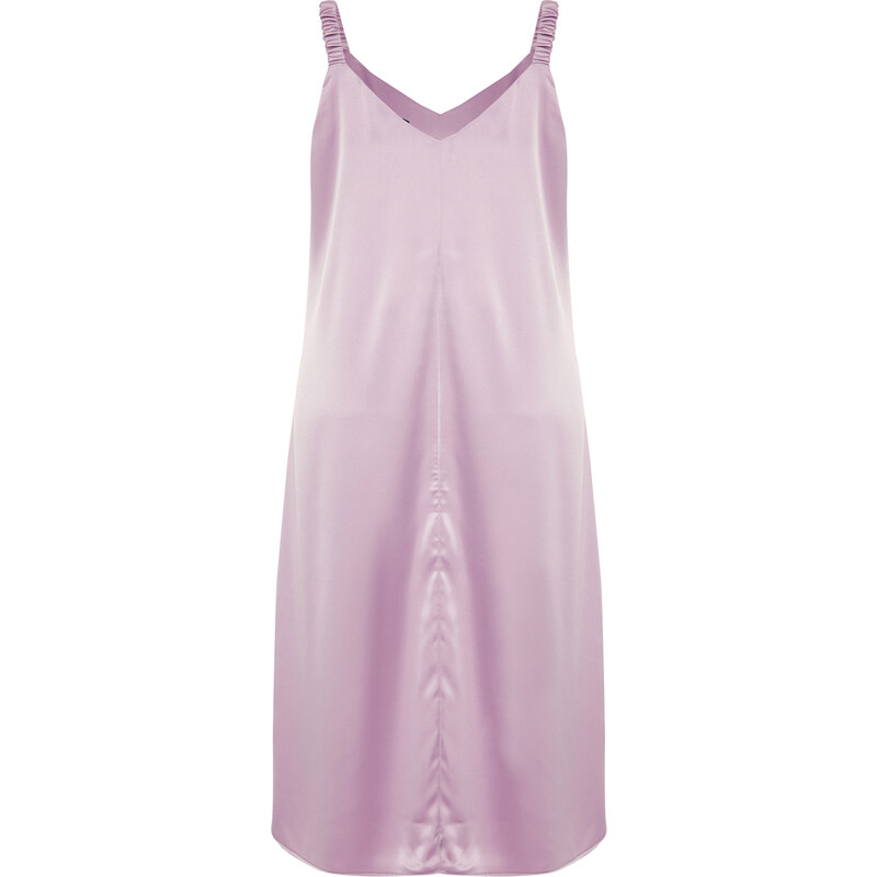 Trendyol Curve Lilac Strappy Satin Woven Dress